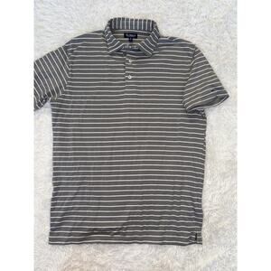 Fish Hippie Co. men's sz. M Gray Striped knit polo. Classic, soft.